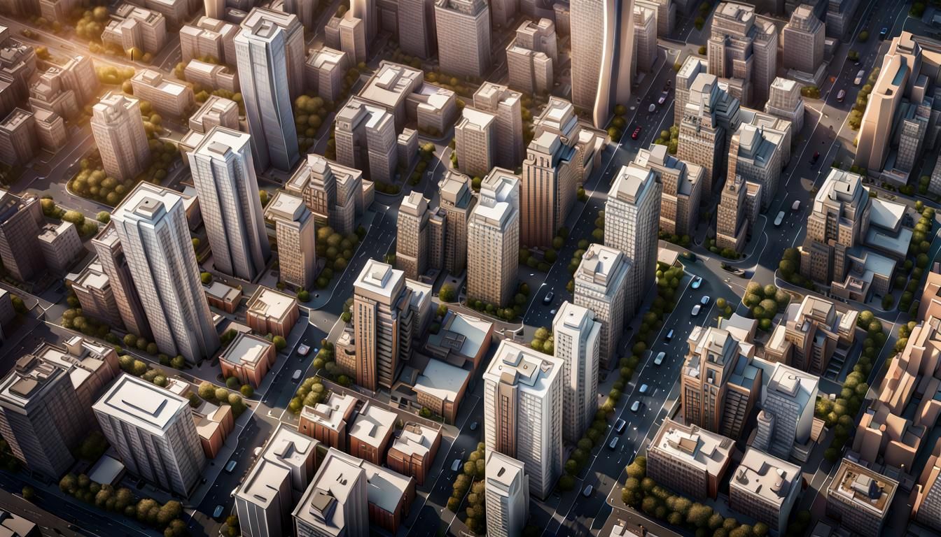 Detailed 2D Orthographic City Plan View