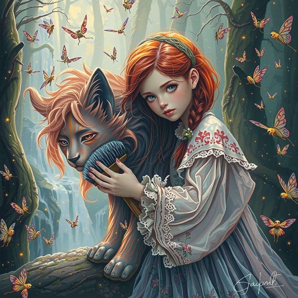 Enchanting Whimsy in a Fantasy Forest Scene