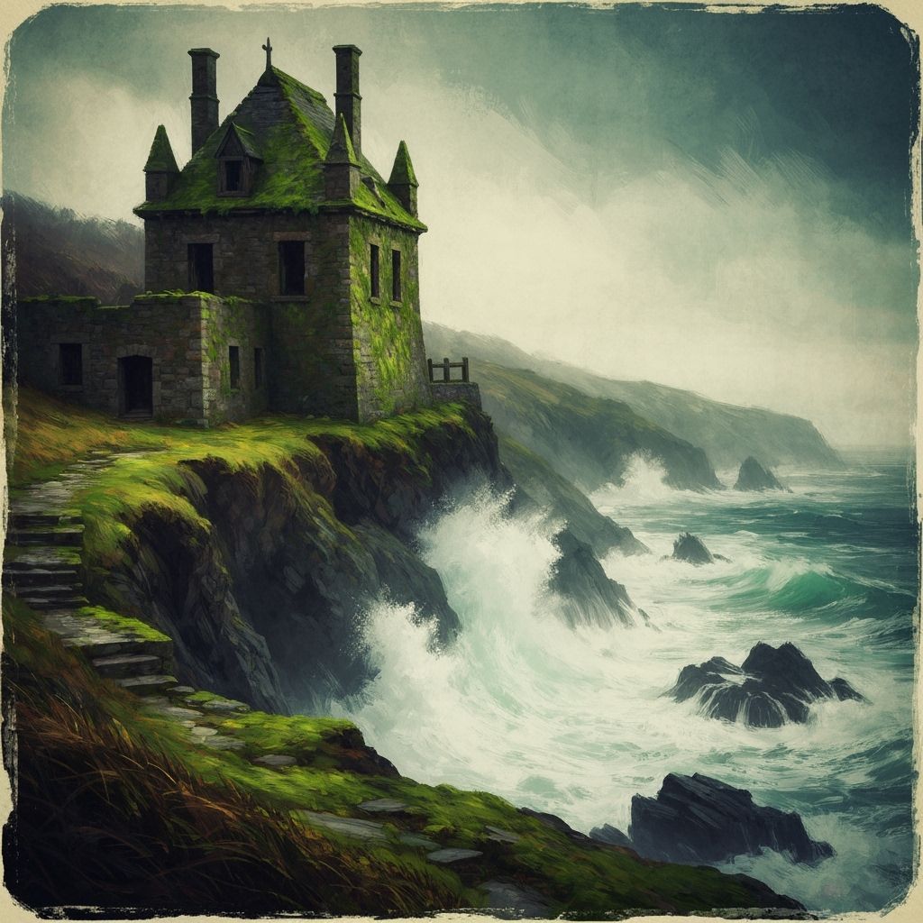 Ancient Stone Building Overlooking a Turbulent Sea