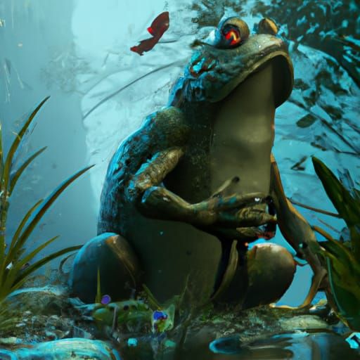 Giant Evil Frog Monster in Bloodborne Style