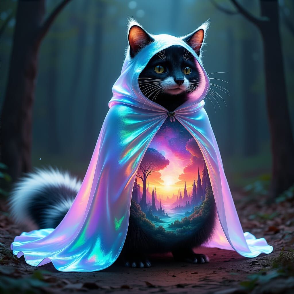 Skunkcat Dreamscape: Surreal World in Translucent Body