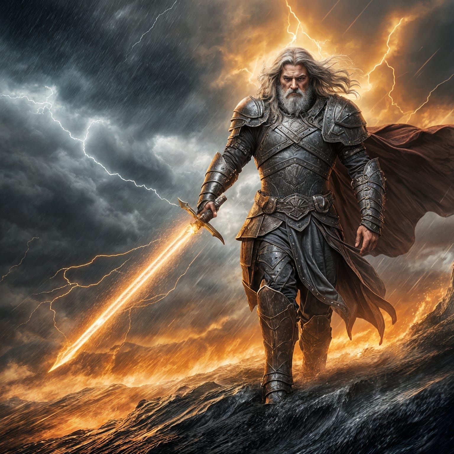 Powerful Warrior Endures the Storm