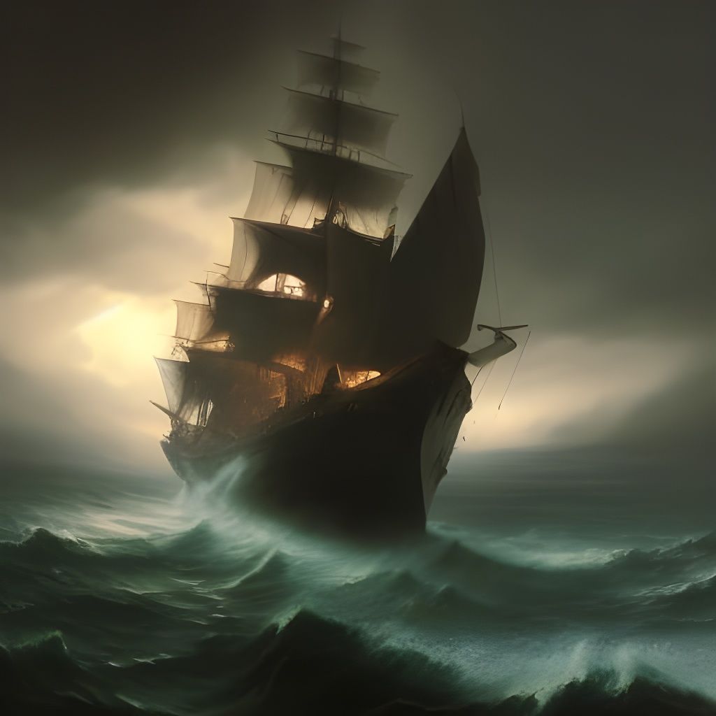 The Flying Dutchman in Dark Fantasy Style