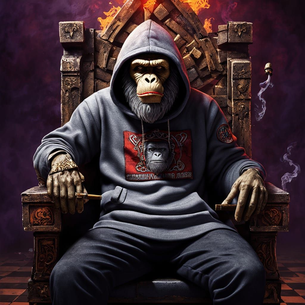 Cyberpunk-Inspired Dark Fantasy King with a Battle-Worn Atti...