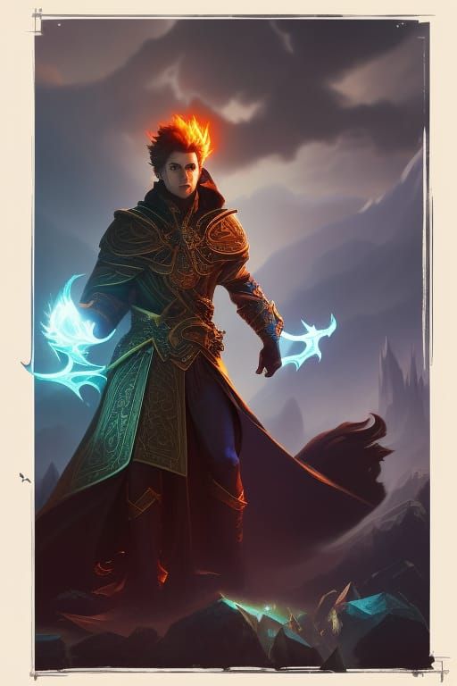 Sorcerer with Glowing Eyes: Dark Fantasy Art