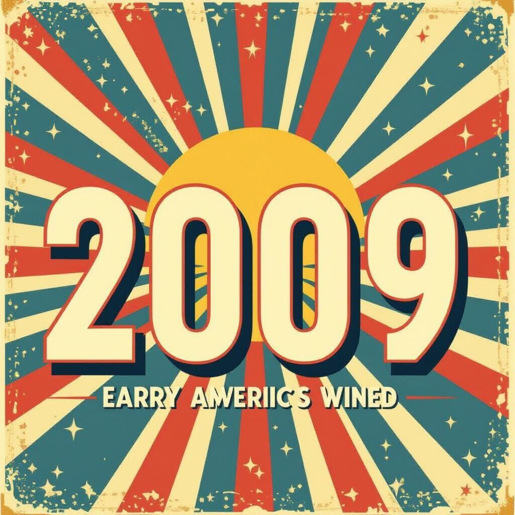 Vintage Americana 2009 Calendar Page with Golden Glow