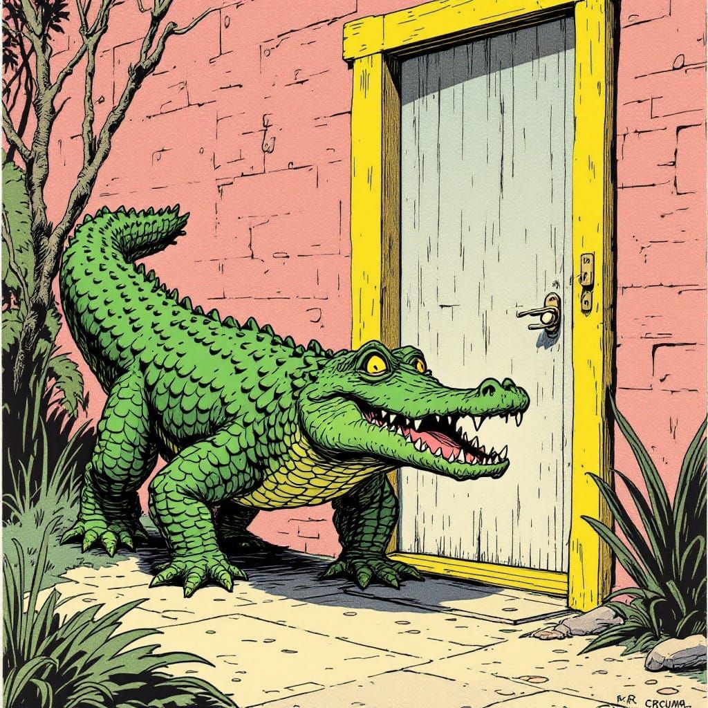 Surreal 1960s Cartoon Alligator Runs Wild