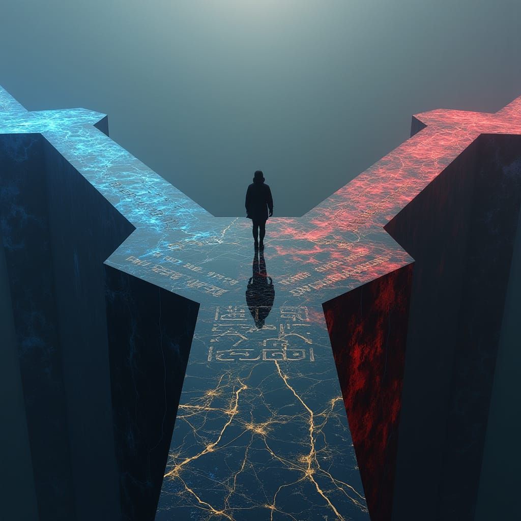 Surreal Platform at Dusk, in Cyberpunk Style