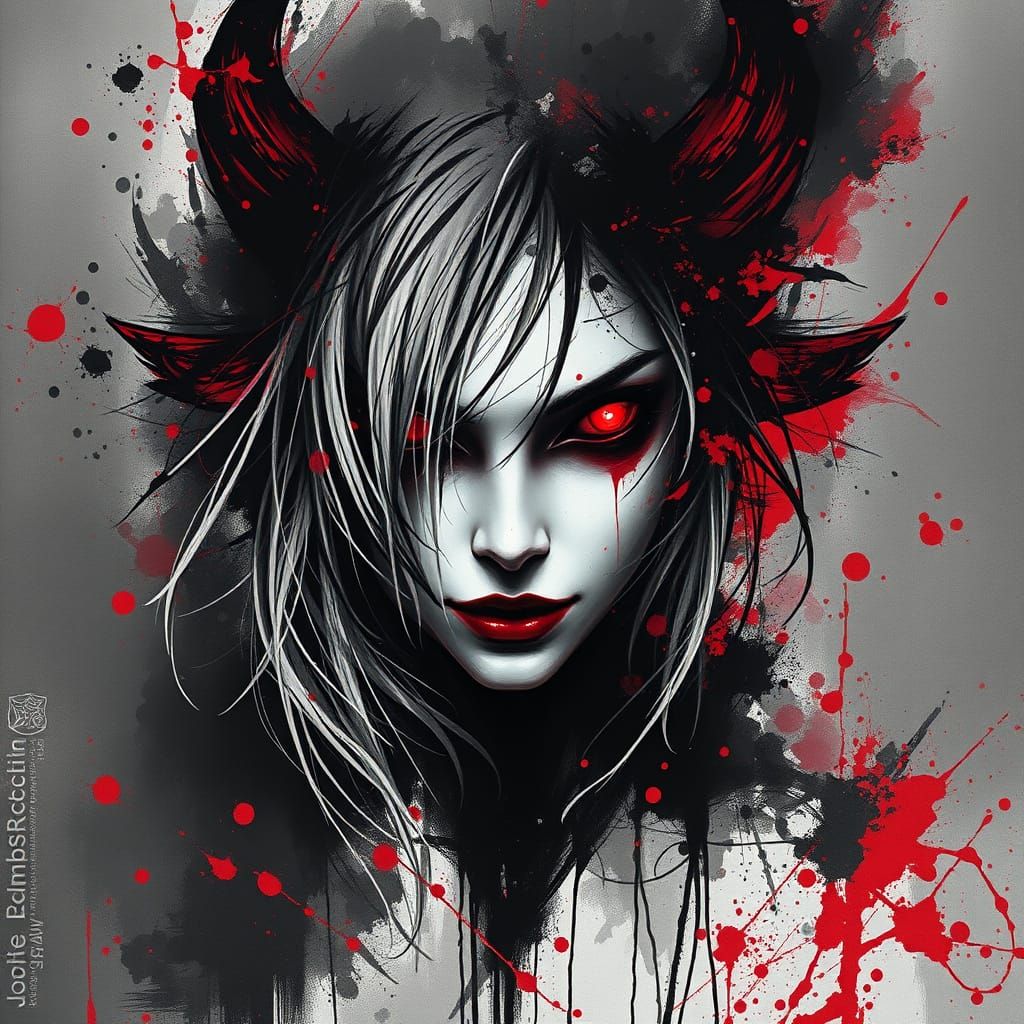 Dark Goddess of Malevolence in Grunge Ink