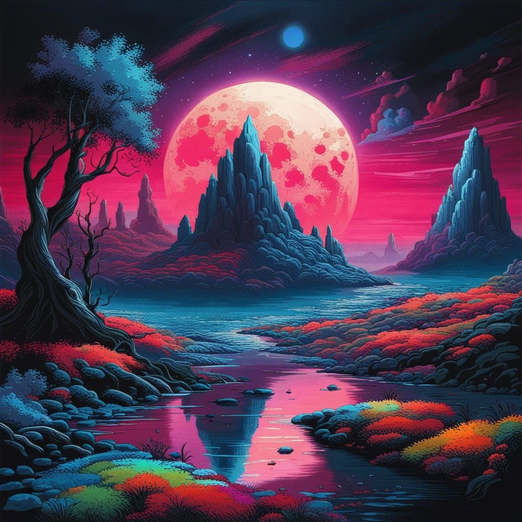 Paysage lunaire surréaliste