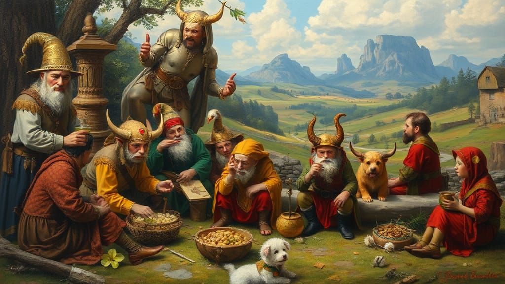 Whimsical Landscape Painting in Gurney Style