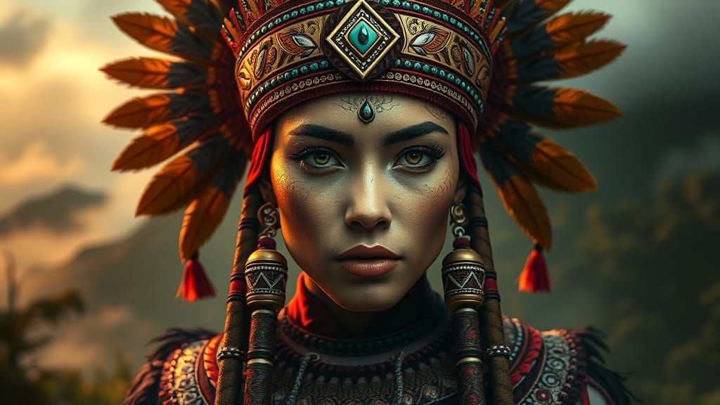 Stunning Tribal Chief Portrait in Hyperrealism Style