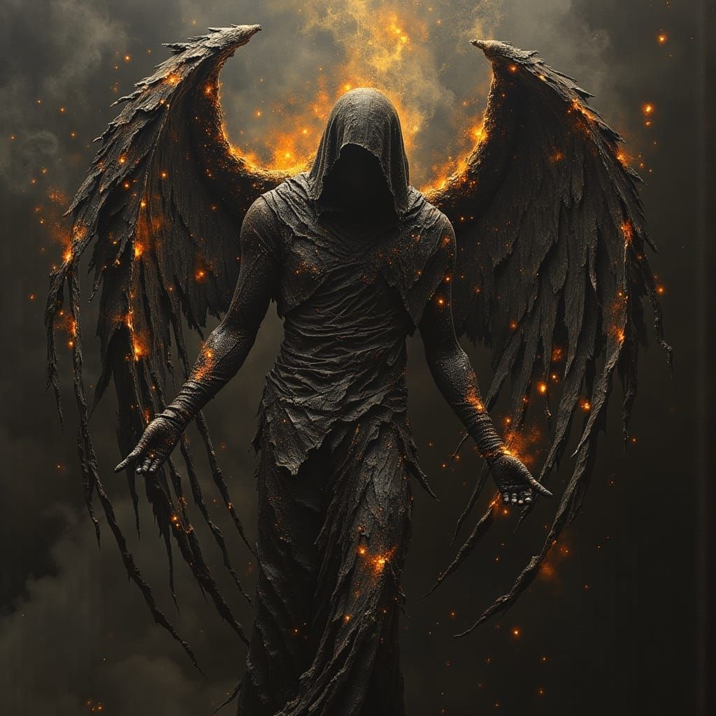 Dark Angel Amidst Burning Embers