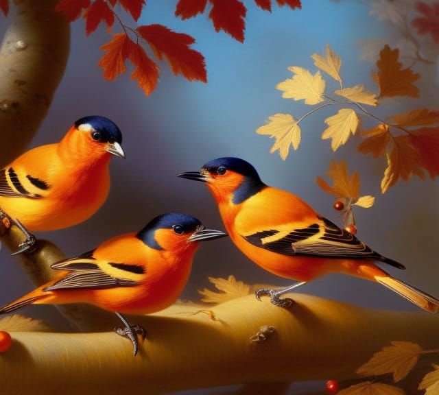 Orioles Singing: A Vibrant Digital Bird Portrait