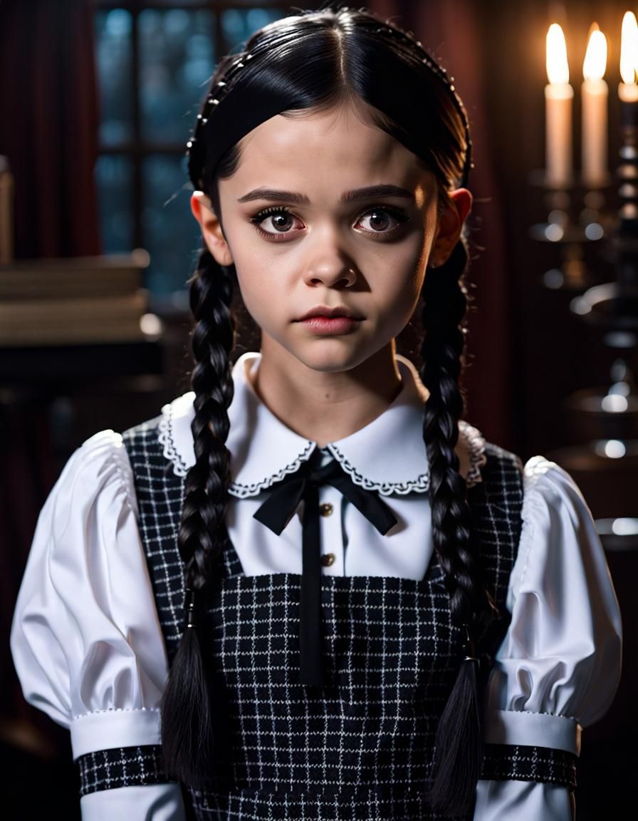 Wednesday Addams in Action: Cinematic 8k Photo