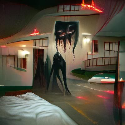 Sinister Creepy Motel in Gothic Horror Style
