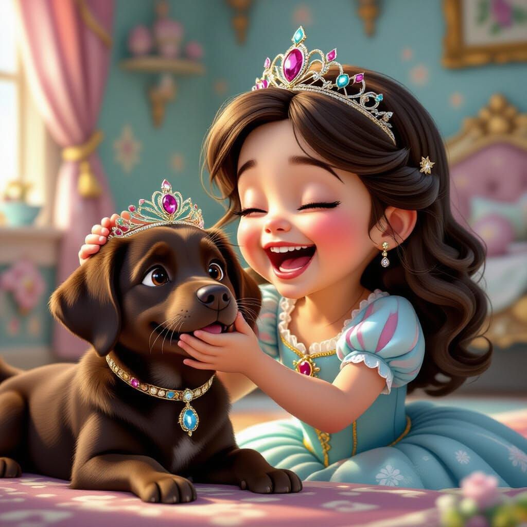 Princess and Labrador in Royal Playroom