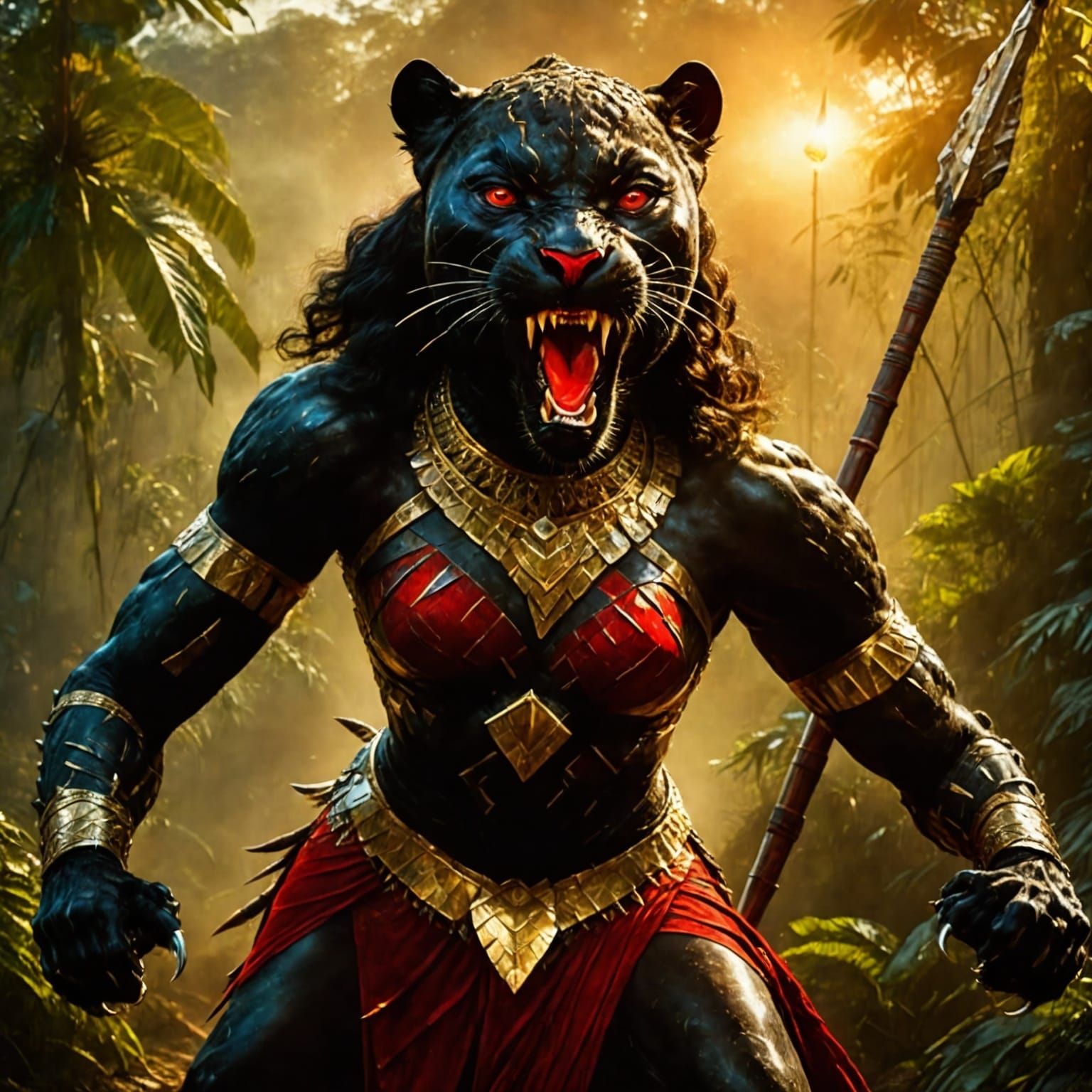 Elegant Warrior Rides Powerful Black Panther