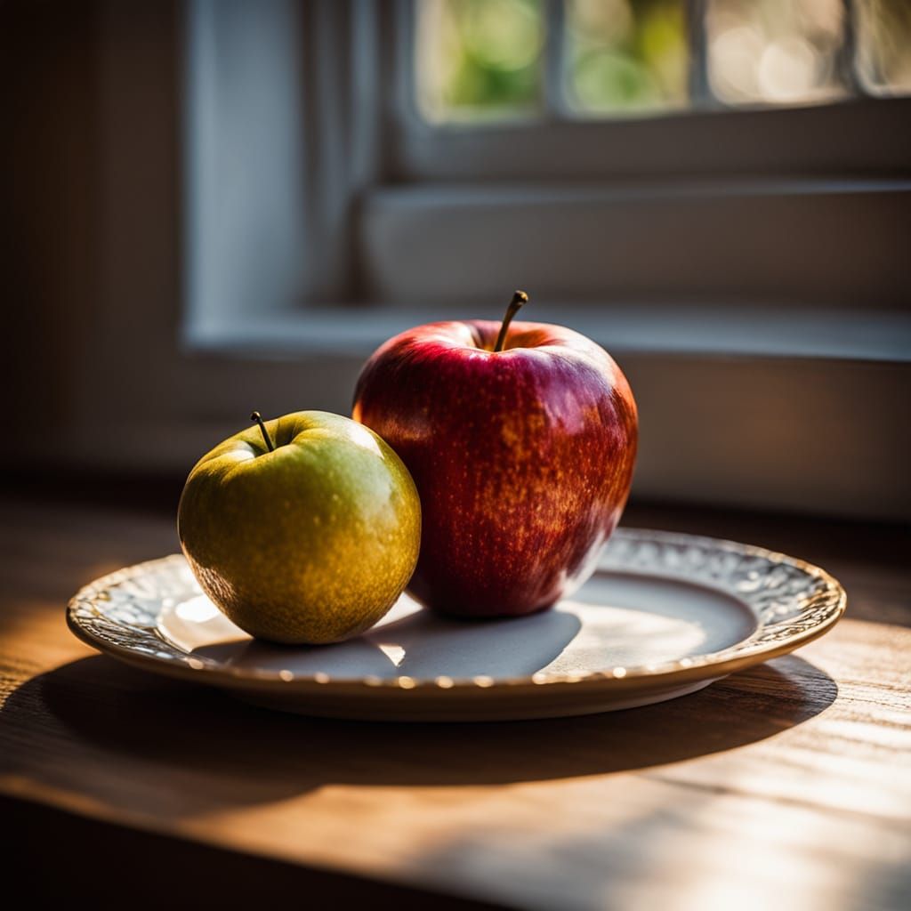 Baroque Still Life: Red Apple in Porcelain