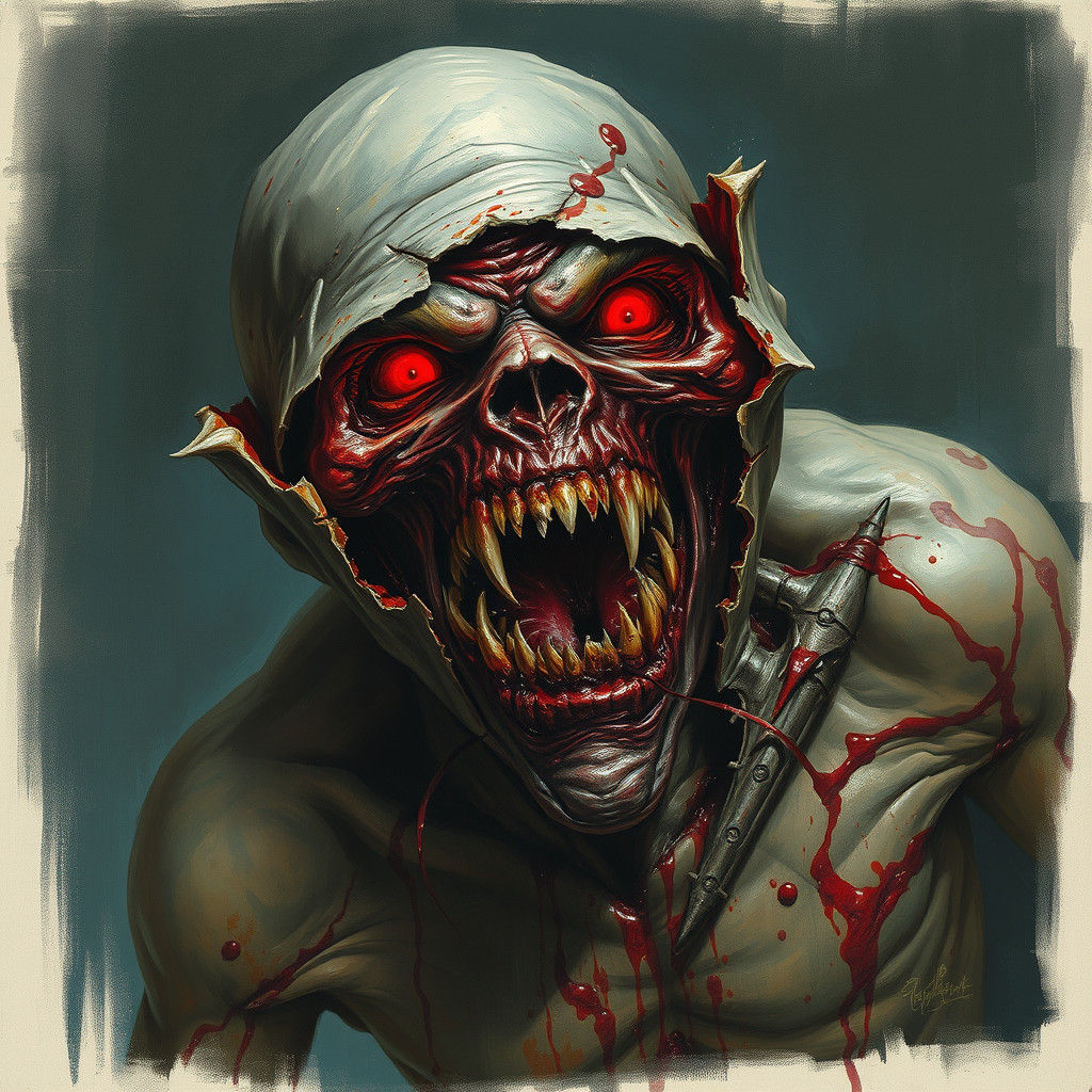 Terrifying Humanoid Monster Emerges in Dark Fantasy Style