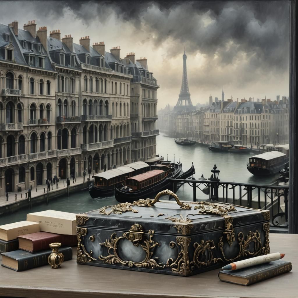Venetian Box in Paris Library, Detailed Matte Painting