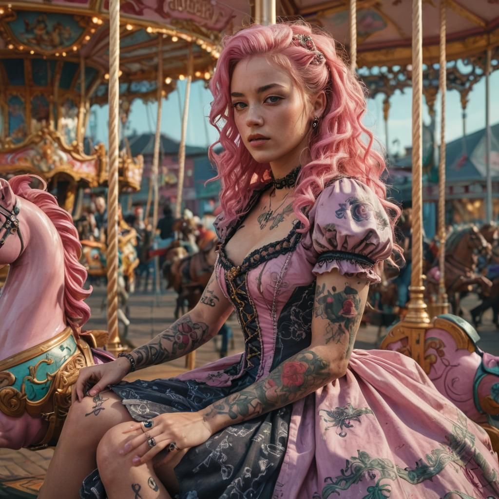 Vivacious Victorian Carousel Rider