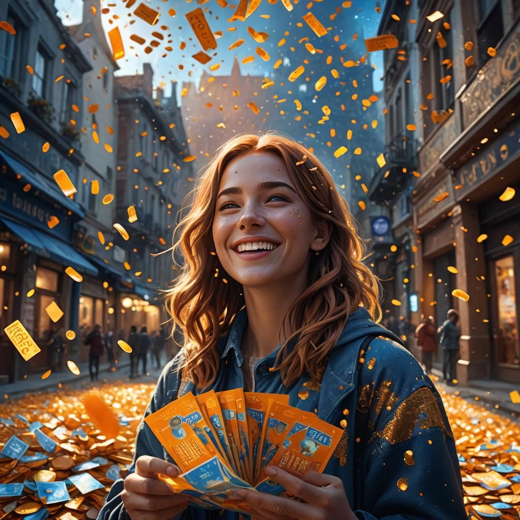 Girl Wins Lottery in Detailed Digital Painting