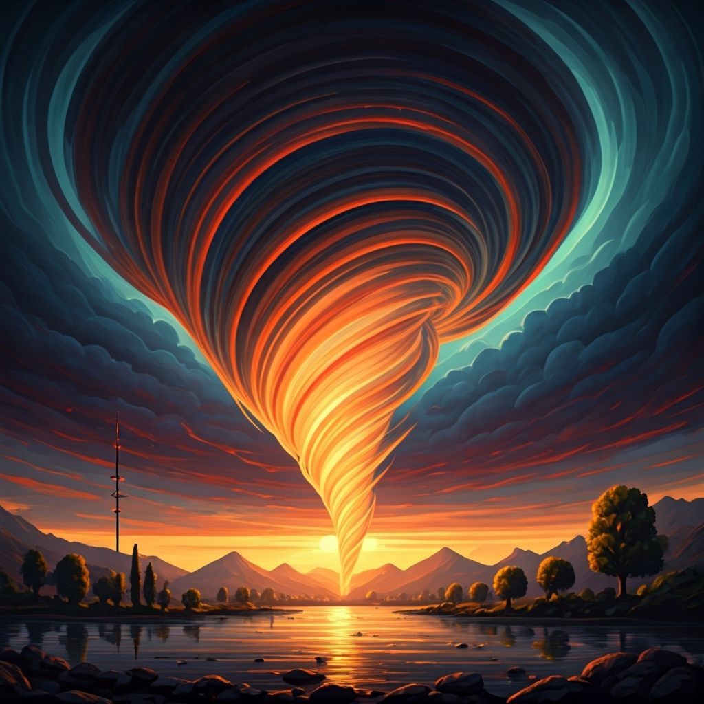 Surreal Tornado Art with Gouache Textures