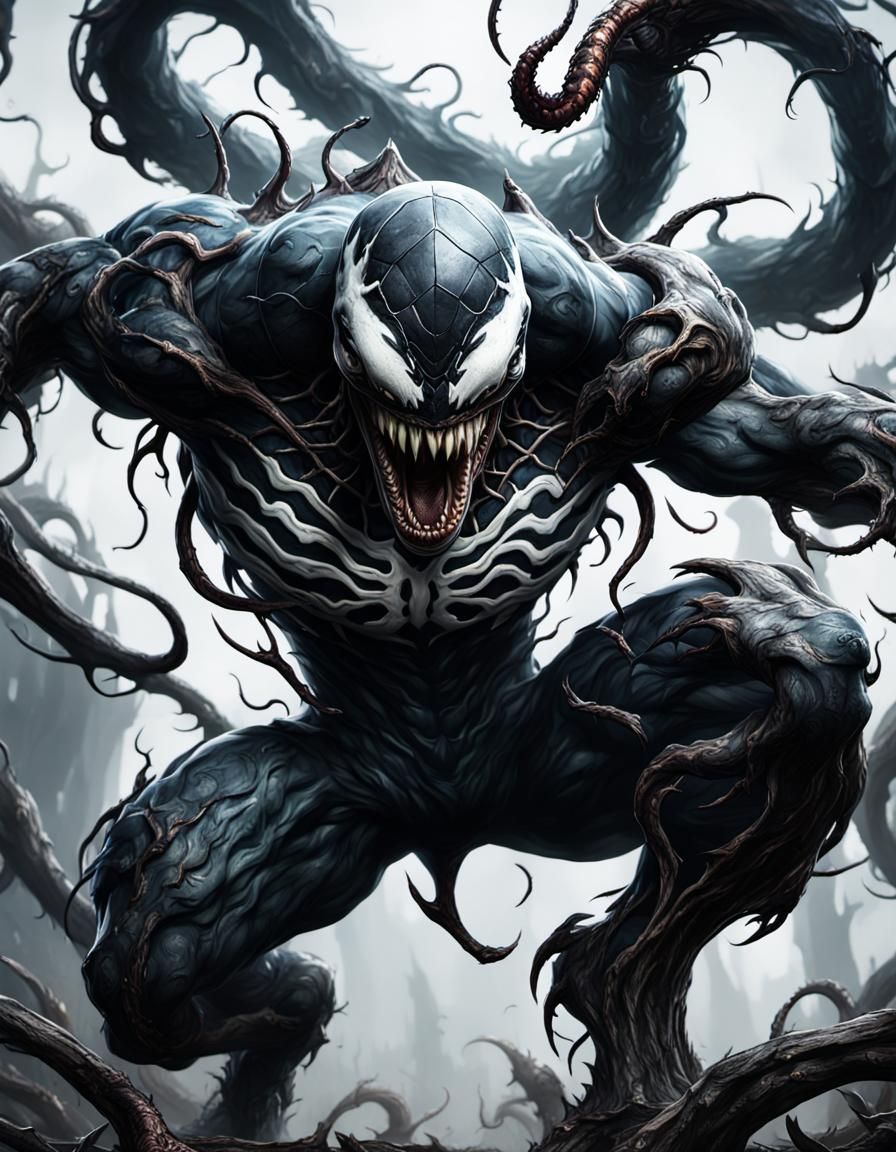 Venom with Creepy Marks in Detailed Matte Painting