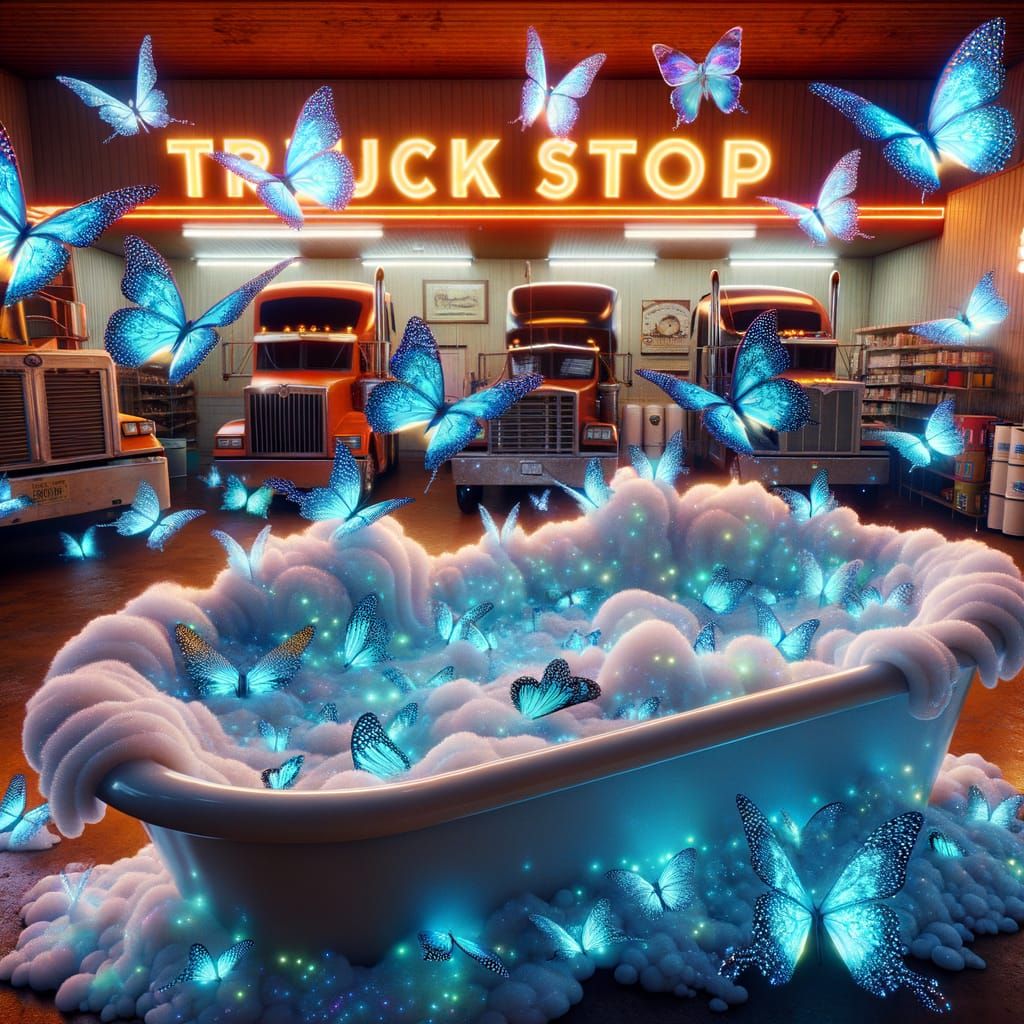 Butterfly Bubble Bath at the Truck Stop