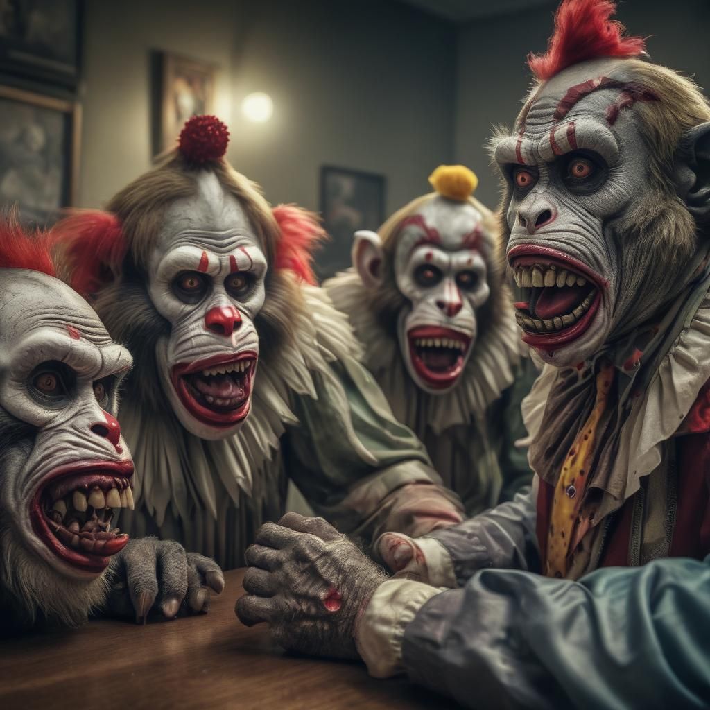 Hyperrealistic Zombie Monkey Clown Therapy Session