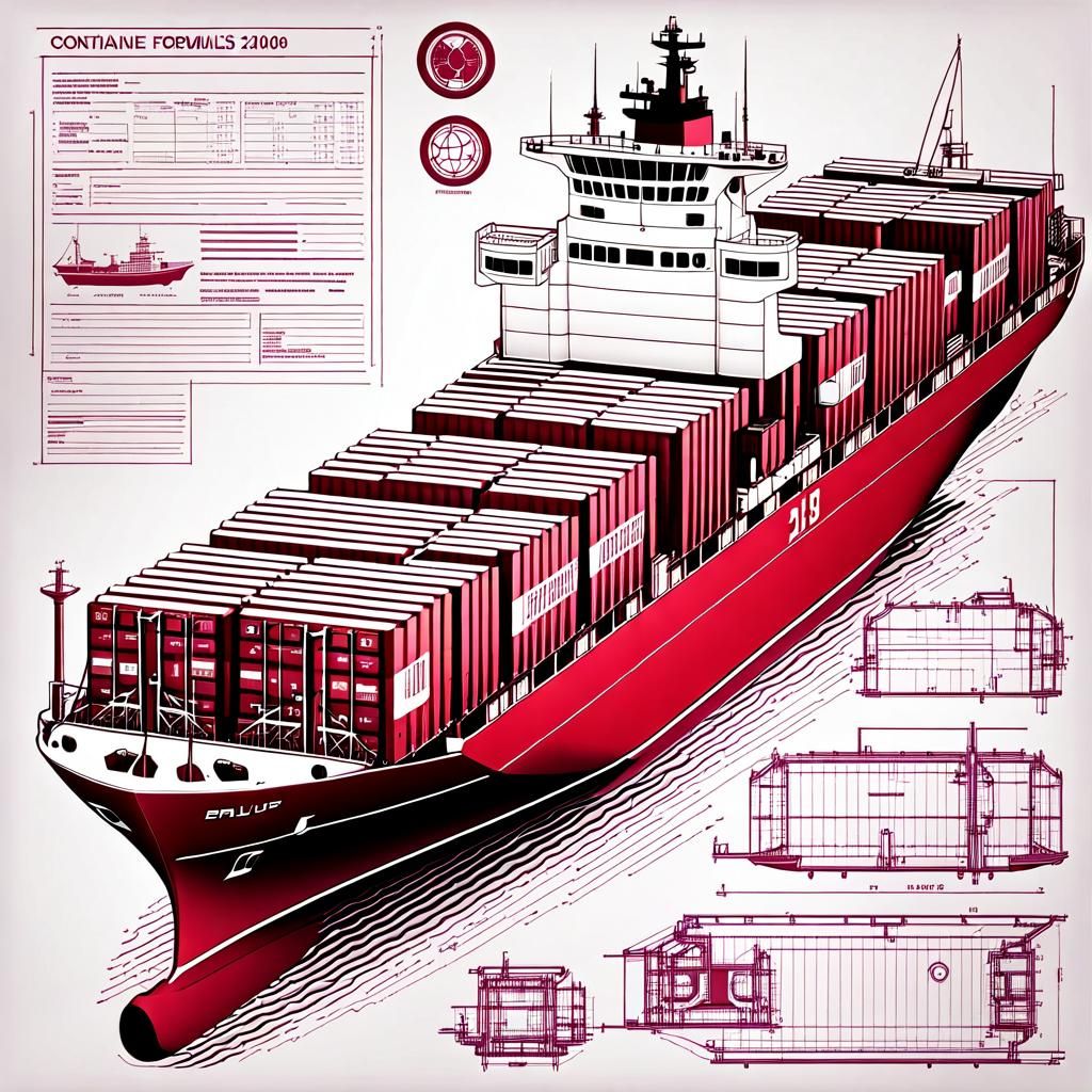 Detailed Blueprint of a Futuristic Container Ship