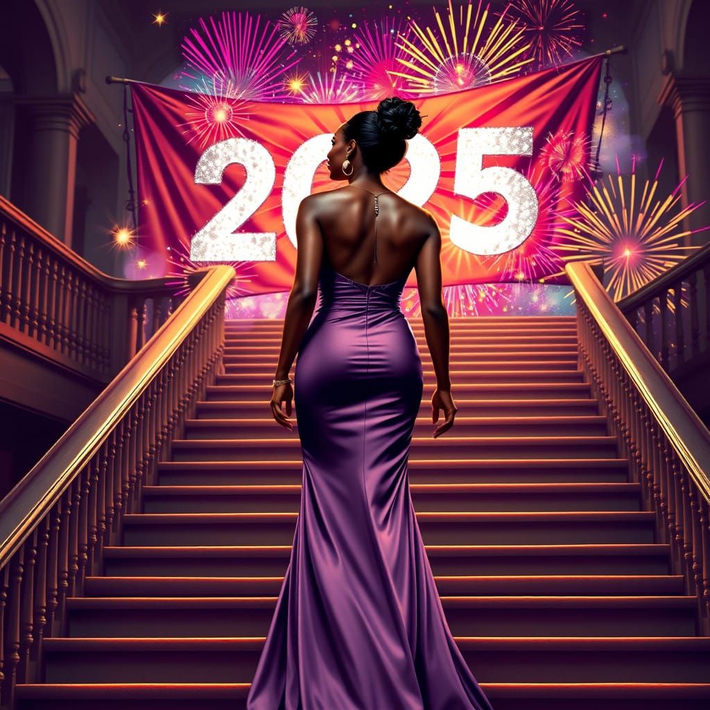A Confident Black Woman Ascends to 2025 with Joy and Vibranc...