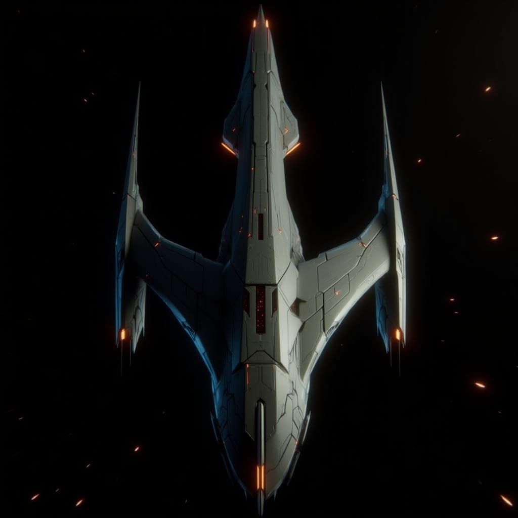 Menacing Romulan Starship Patrolling a Nebula