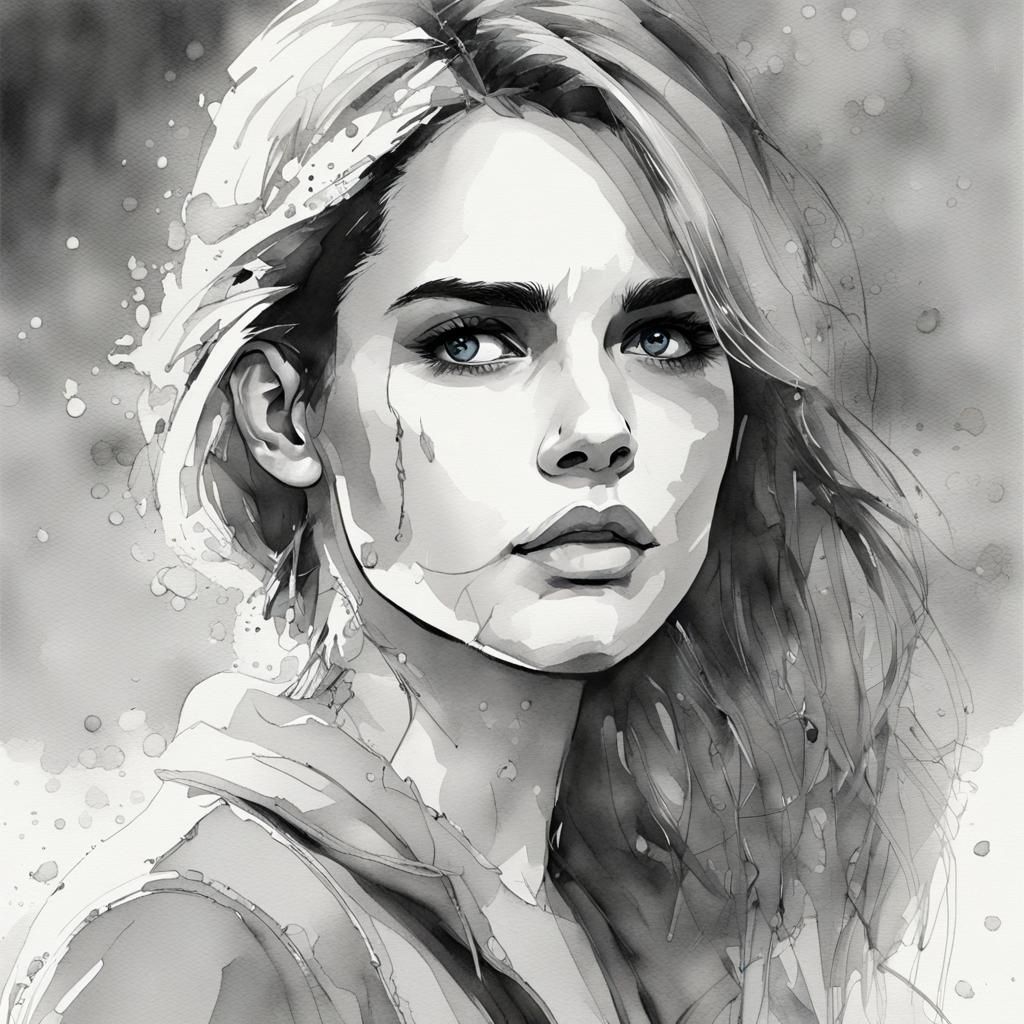 Detailed Line Art in Cityscape Watercolor