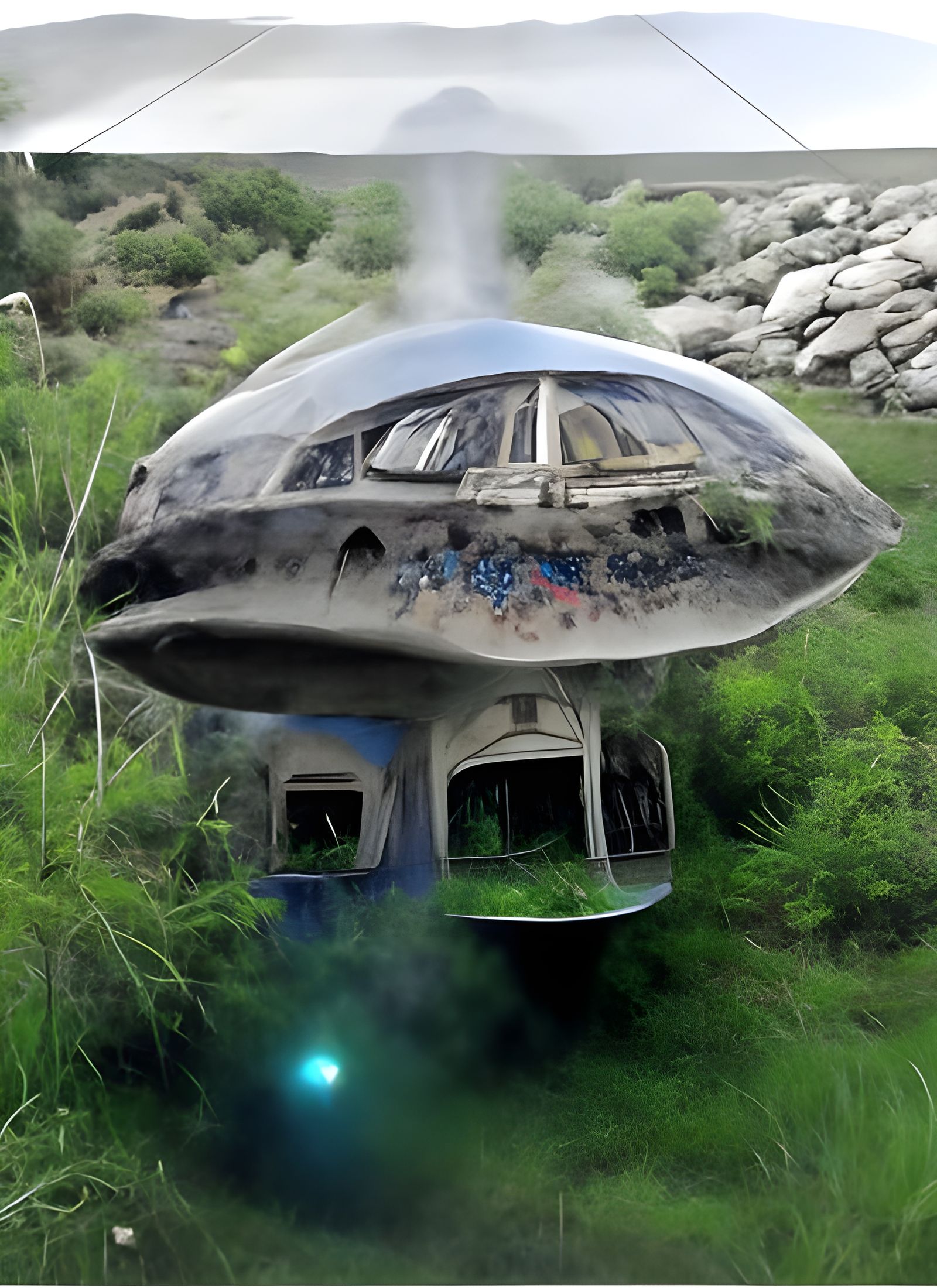 Hyperdetailed Sci-Fi Fantasy Abandoned UFO