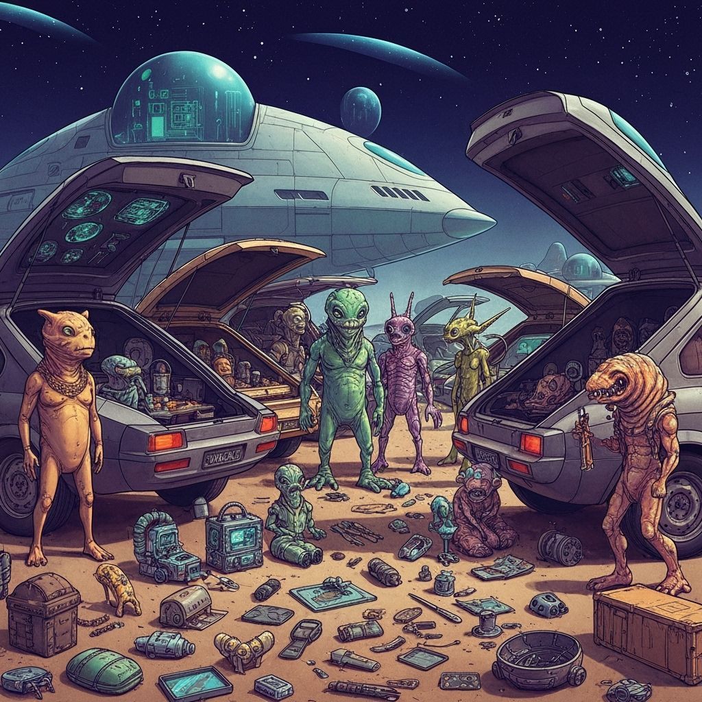 Bizarre Alien Car Boot Sale of High-Tech Junk