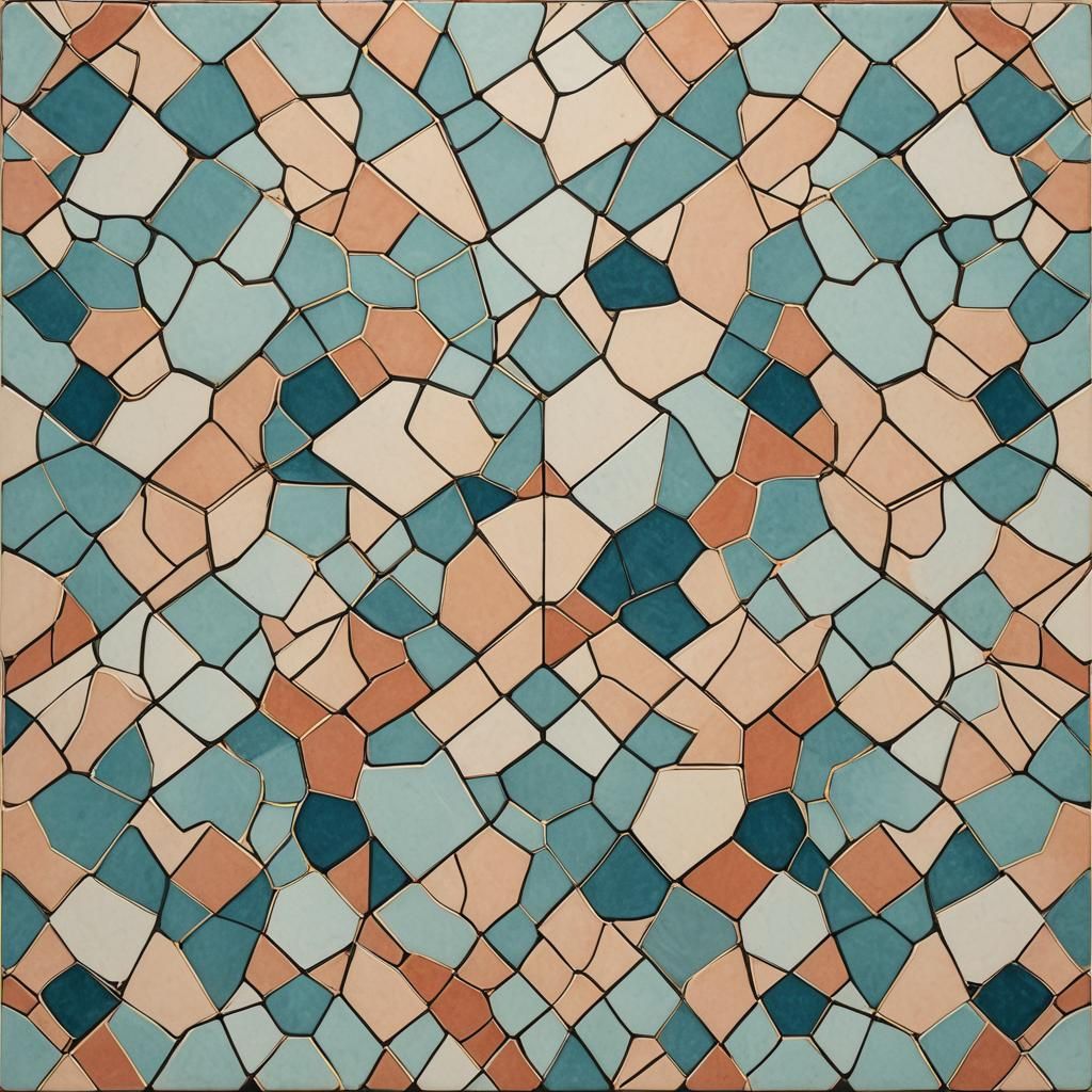 Geometric Ceramic Tiles in Cubist Style