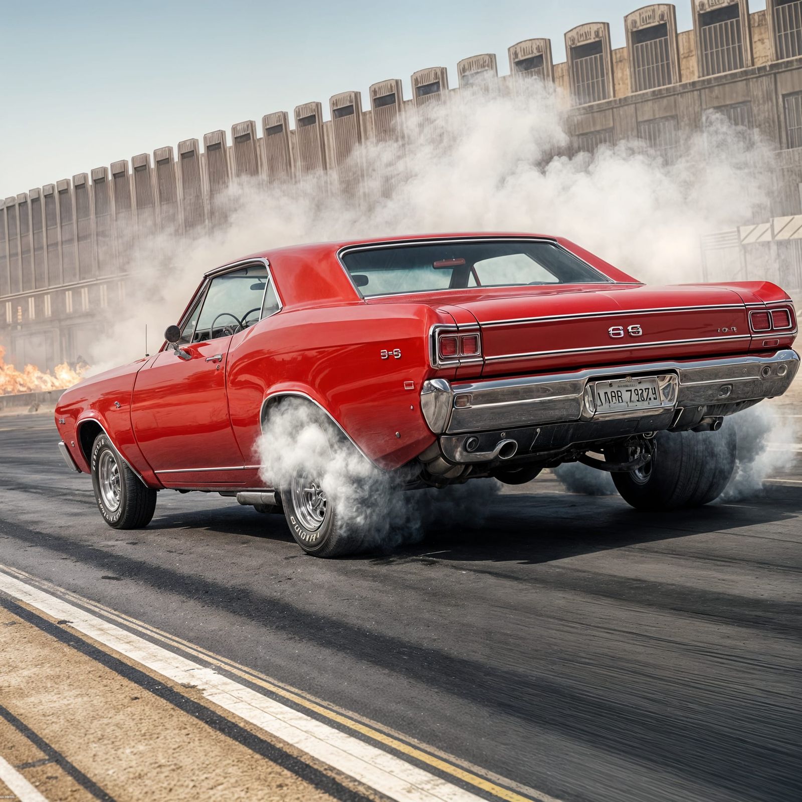 1967 Chevelle Burning Rubber in Hyperrealistic Detail