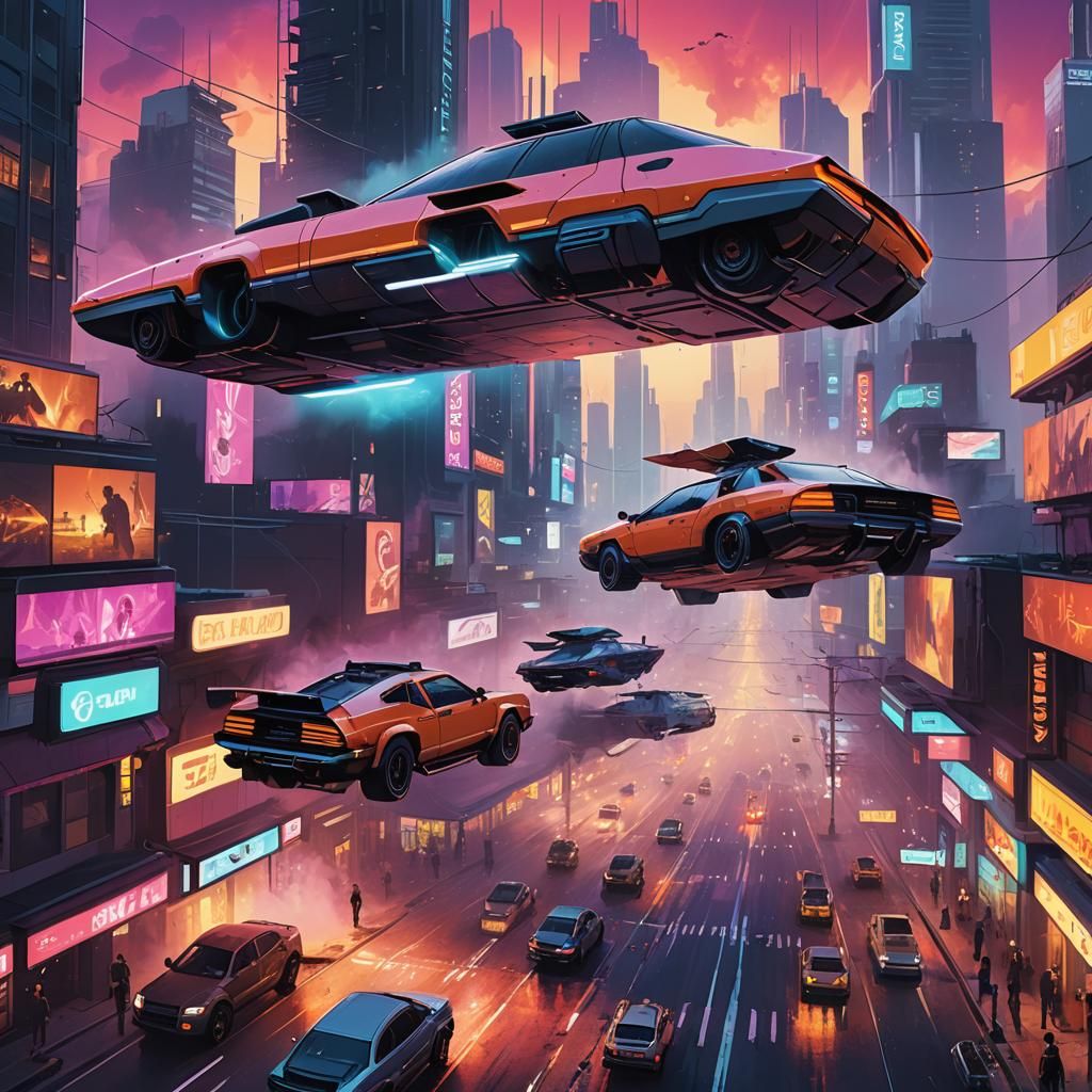 Vibrant Cityscape Concert in Fantasy Sci-Fi Style