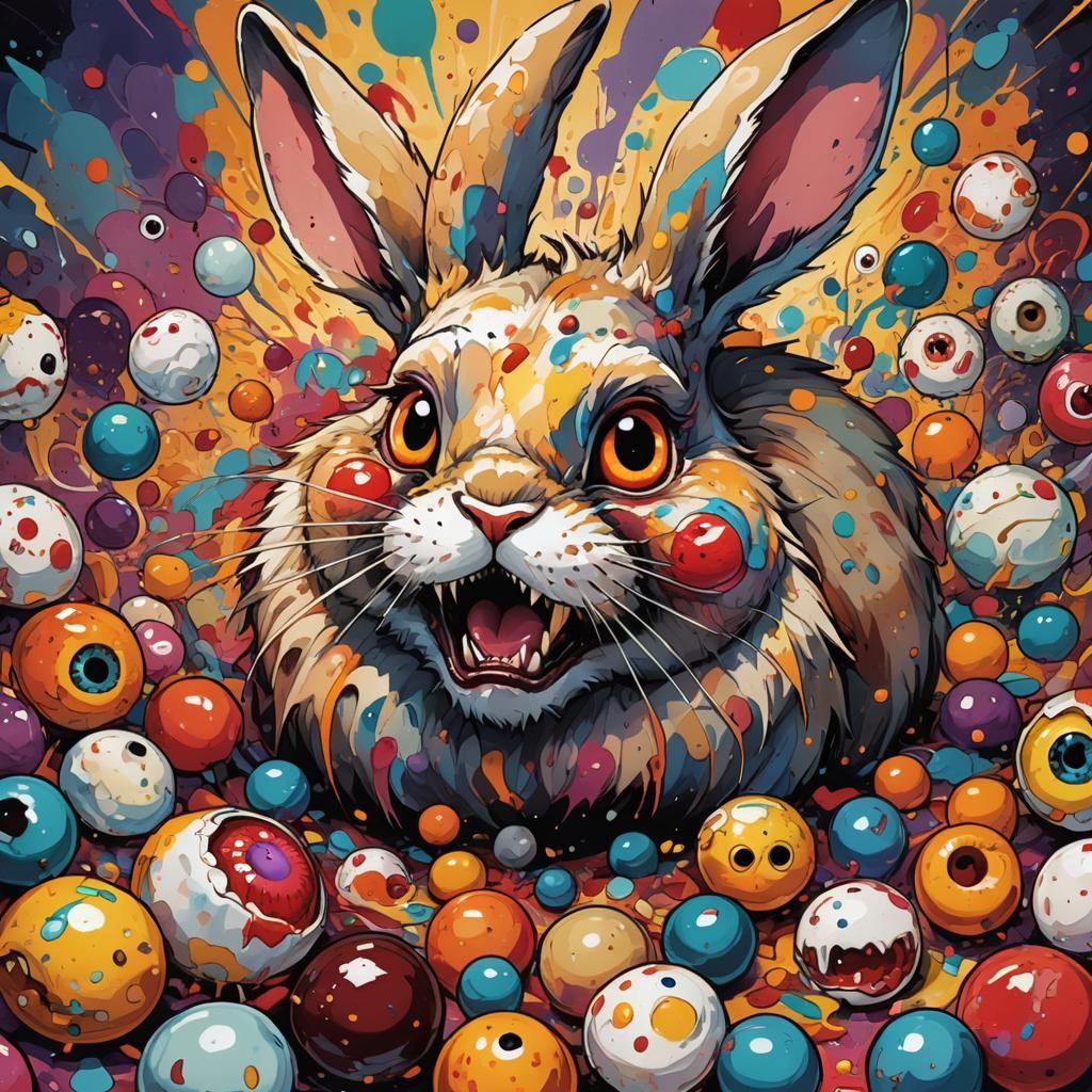 Whimsical Portrait with Rabbit Teeth, Van Gogh Style