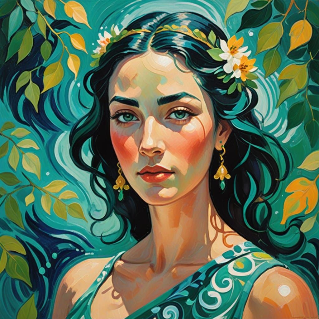 Ethereal Apsara in Vibrant Fauvist Oil Painting