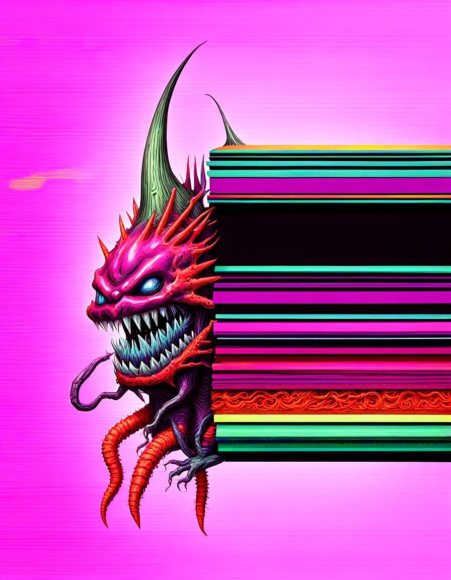 Eldritch Gengar Horror with Cordyceps, H.R. Giger Style