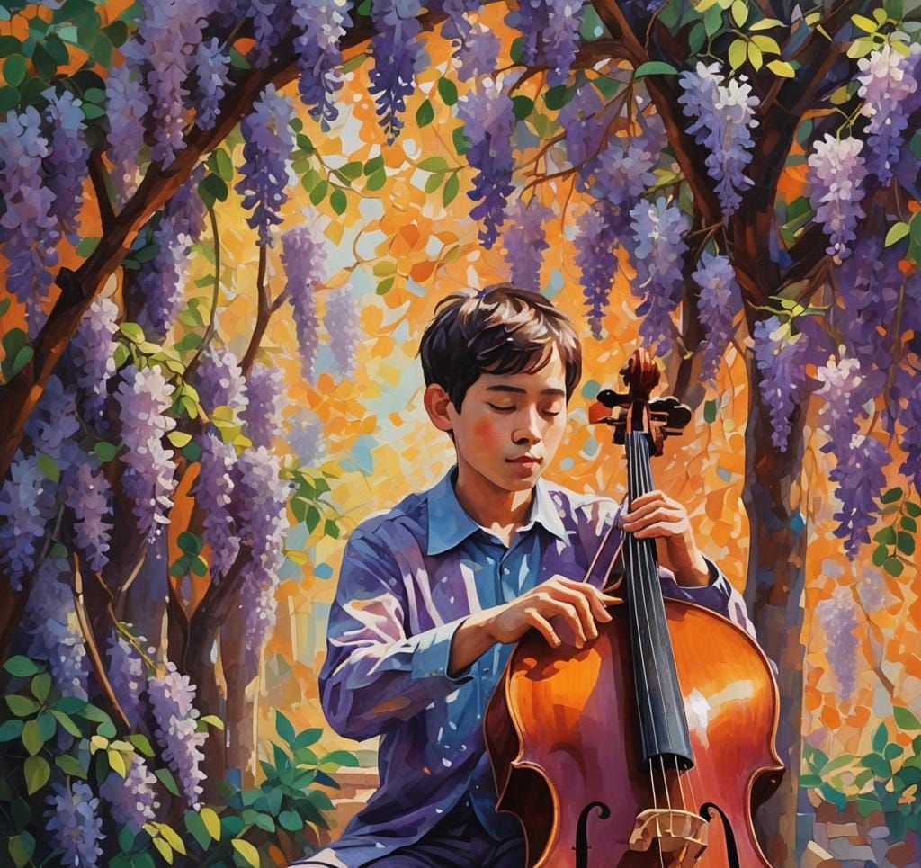 Cello and wisteria