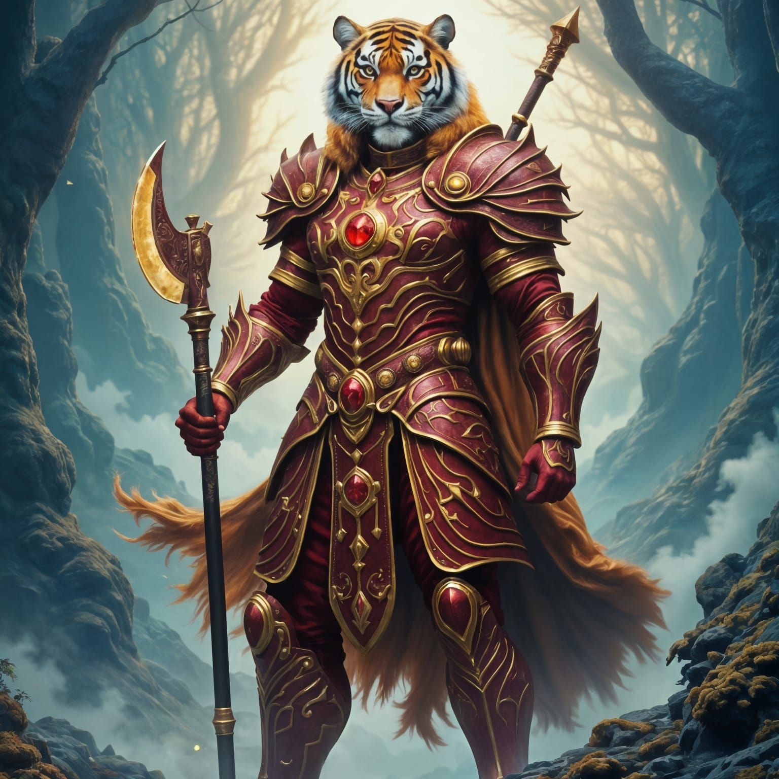 Tiger Warrior with Rune Battle Axe