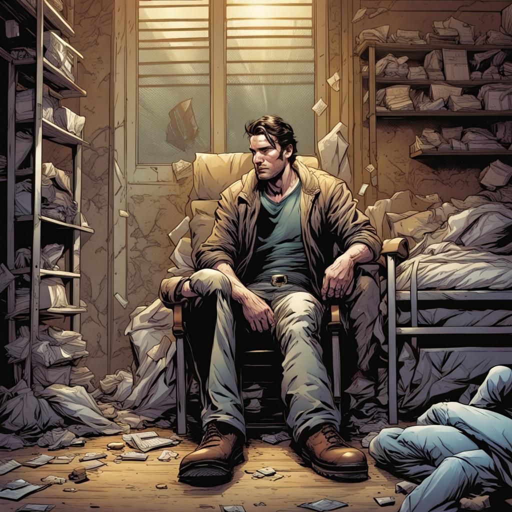 Man with Broken Leg in Comic Book Art