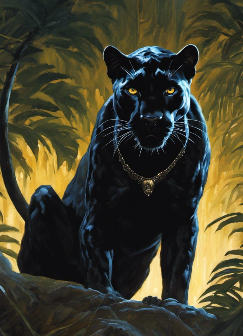 Bagheera the Black Panther: Detailed Matte Painting