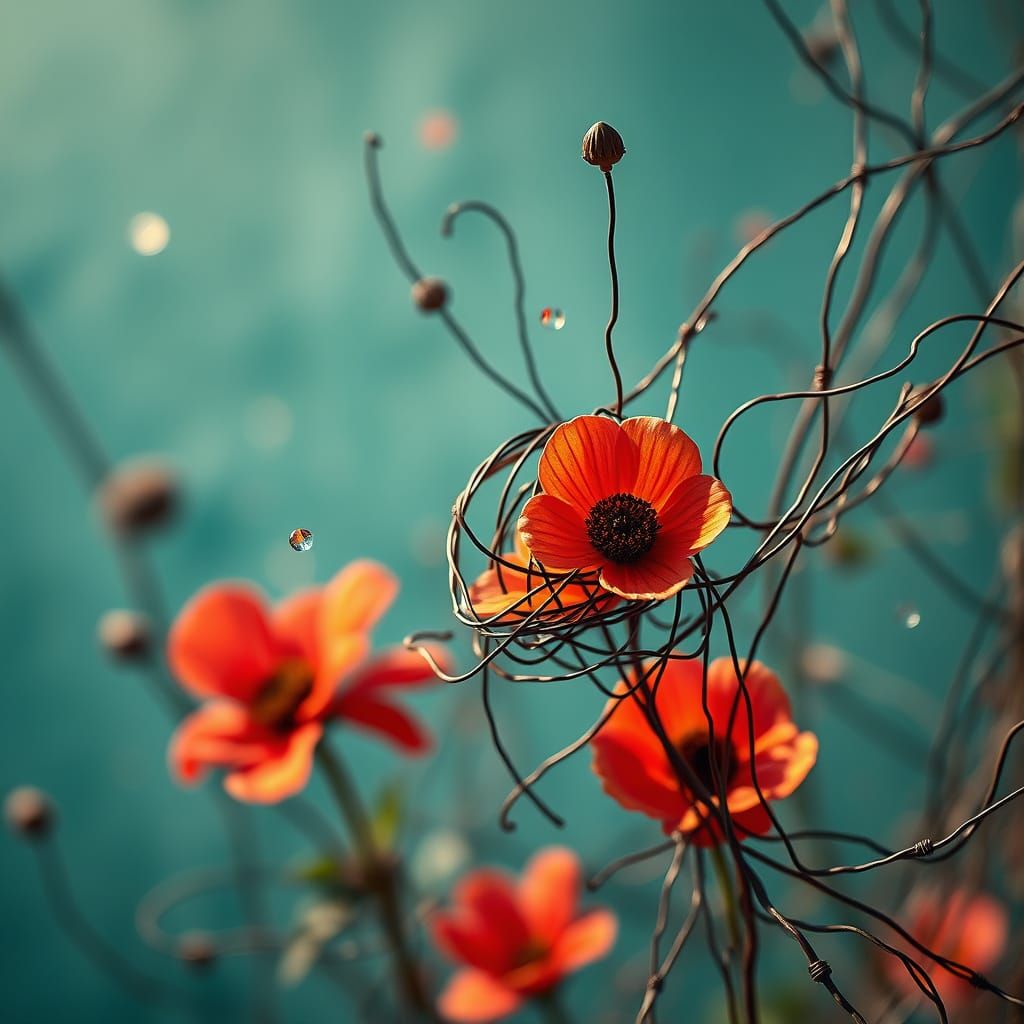 Intricate Metal Wire Vanitas with Summer Theme