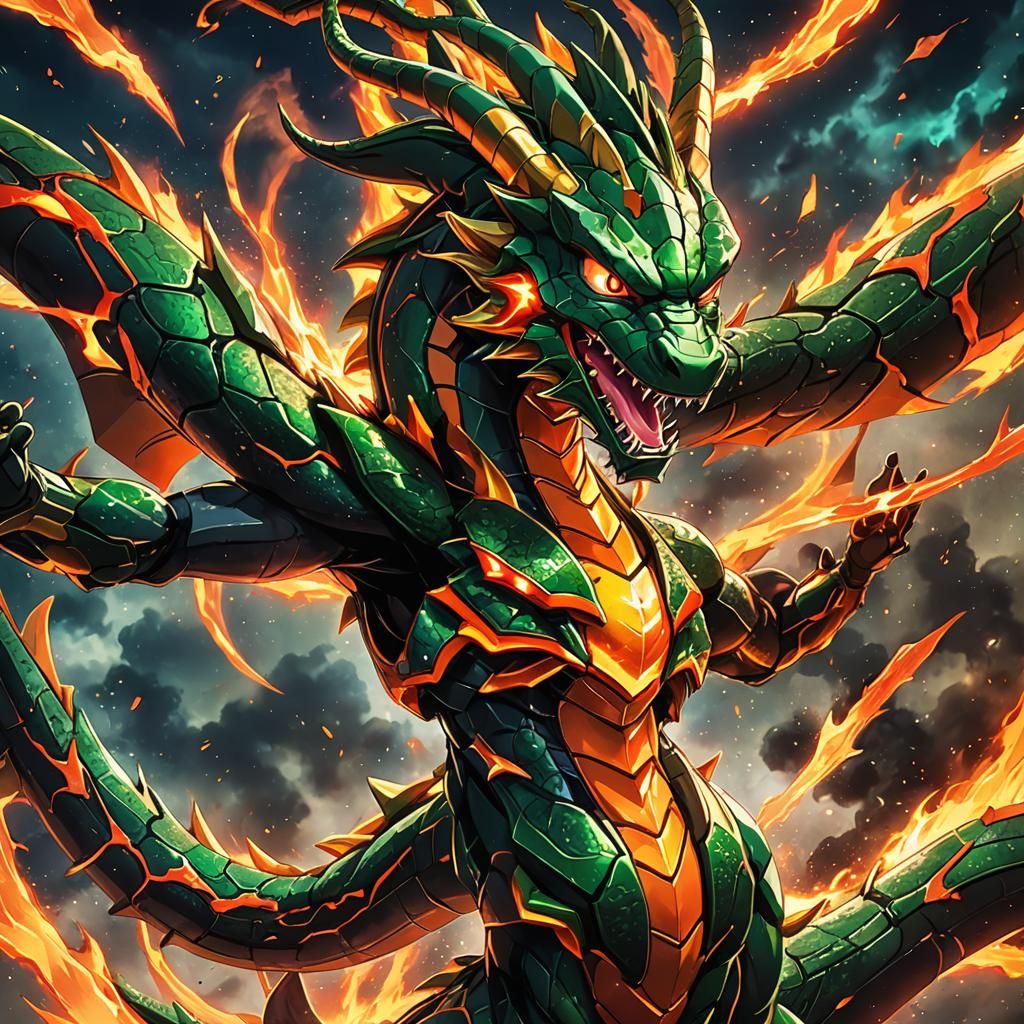 Fiery Dragon Portrait in Anime Style