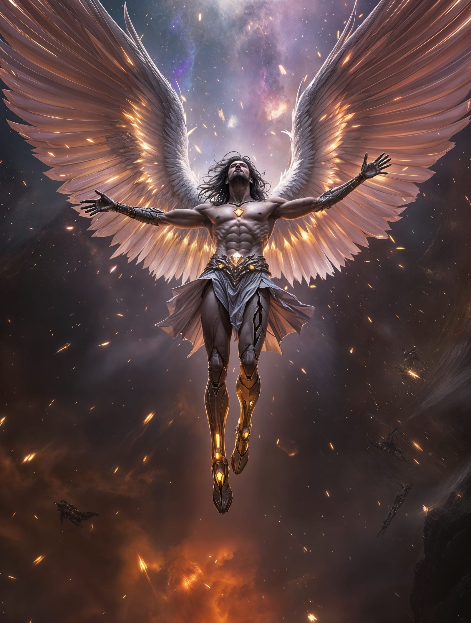 Fallen Angel Plunging from Stormy Heavens